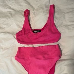 Beach riot hot pink ribbed bikini